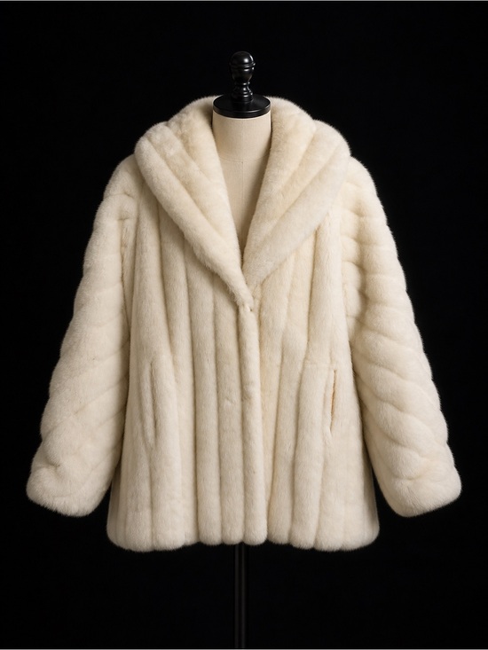 Monterey Fashions Jackets & Blazers - Classic Monterey Fashions Ivory Faux Fur Coat